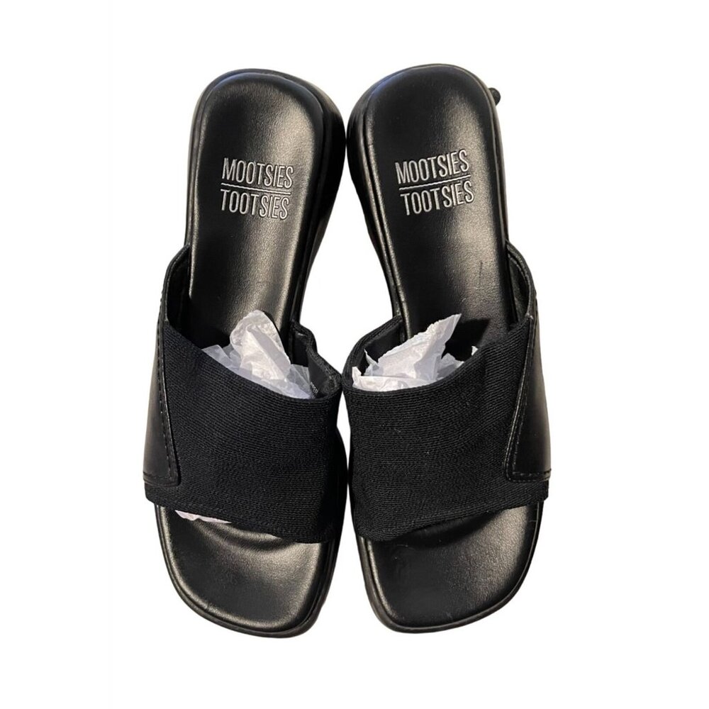 Mootsies Tootsies Womens Black Slide Sandals Size 6.5